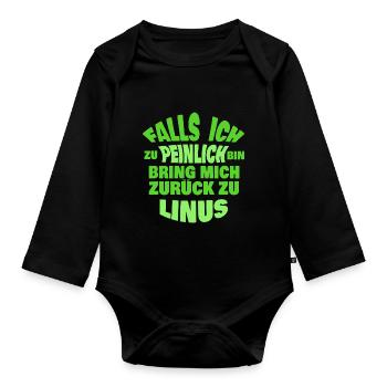 Linus as a bachelor party - Organic Longsleeve Baby Bodysuit - black - Front