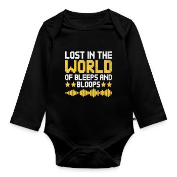 Chiptune Music Lover Groove to the Bleeps and Bloo - Organic Longsleeve Baby Bodysuit - black - Front