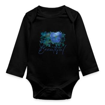 Beautiful Dana Flowers - Organic Longsleeve Baby Bodysuit - black - Front
