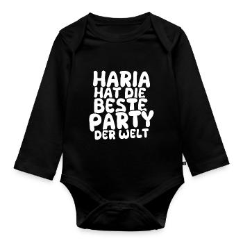Holiday destination Haria - Organic Longsleeve Baby Bodysuit - black - Front