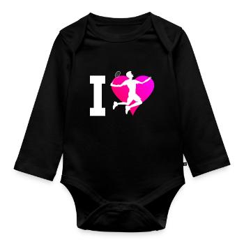 Women's Badminton Men's Badminton Squash Badmintons - Organic Longsleeve Baby Bodysuit - black - Front