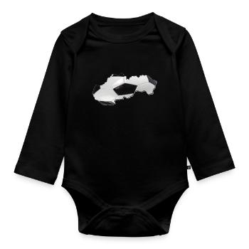 Slowakei Landkarte umrahmt echten Fußball - Baby Bio-Langarm-Body - Schwarz - Vorne