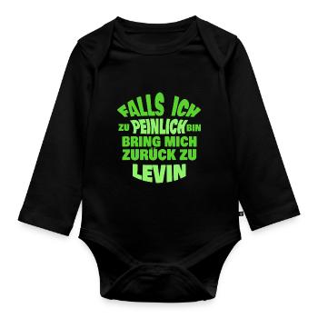 Levin as a bachelor party - Organic Longsleeve Baby Bodysuit - black - Front