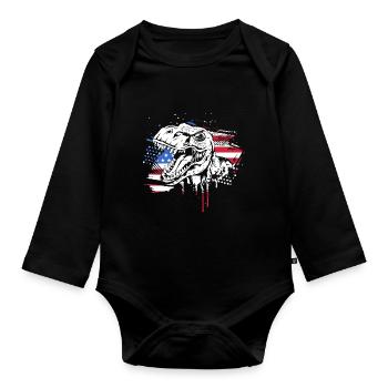4 juillet Couleurs nationales Fête nationale des États-Unis - Body Bébé bio manches longues - noir - Devant