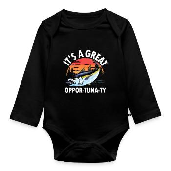 It’s a Great Oppor-tuna-ty für eine Anglerin - Baby Bio-Langarm-Body - Schwarz - Vorne