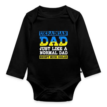 Ukraine Père Fête des Pères Cadeau Papa - Body Bébé bio manches longues - noir - Devant