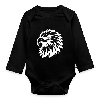 Tête d’aigle blanc - Design pour les fans d’aigle - Adler - Body Bébé bio manches longues - noir - Devant