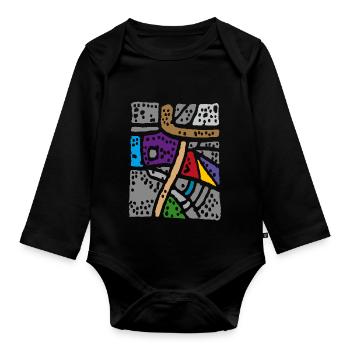 Farben Abstrakt - Teppich - Baby Bio-Langarm-Body - Schwarz - Vorne