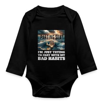 Mer de séparation ? Vêtements chrétiens drôles - Body Bébé bio manches longues - noir - Devant