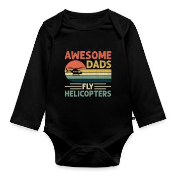 Awesome Dads Fly Helicopters Aviator Helicopter Pi - Body Bébé bio manches longues - noir - Devant