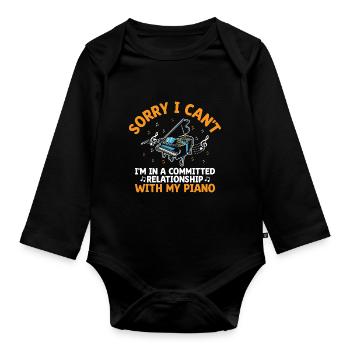 Tut mir leid, ich kann nicht, ich bin in einer festen Beziehung mit - Baby Bio-Langarm-Body - Schwarz - Vorne