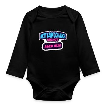 Je peux être gentil aussi, mais ça n’apporte rien - Body Bébé bio manches longues - noir - Devant