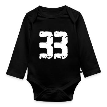 33 Nombre Vintage - Body Bébé bio manches longues - noir - Devant