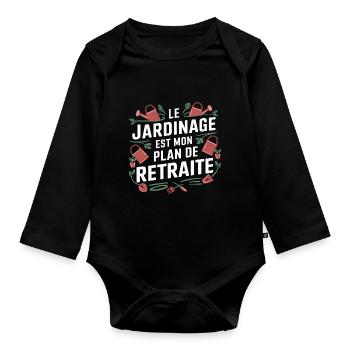 Altersvorsorge - Baby Bio-Langarm-Body - Schwarz - Vorne