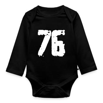 76 Number Vintage - Organic Longsleeve Baby Bodysuit - black - Front