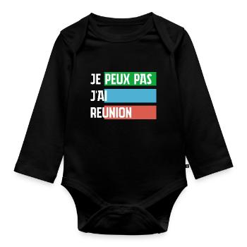 I can't I have a meeting - Organic Longsleeve Baby Bodysuit - black - Front