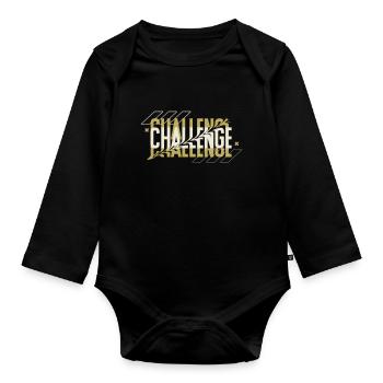 Black Typography Challenge Hoodie - Baby Bio-Langarm-Body - Schwarz - Vorne