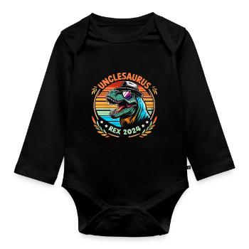 Unclesaurus Rex 2024 Dinosaur Uncle Family Uncles - Organic Longsleeve Baby Bodysuit - black - Front