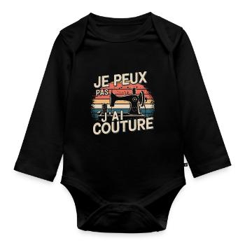 I can't I have Couture - Organic Longsleeve Baby Bodysuit - black - Front