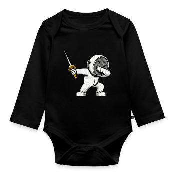 Dubbing Fechter Fechter Degen Degen Fechter Athlet - Baby Bio-Langarm-Body - Schwarz - Vorne