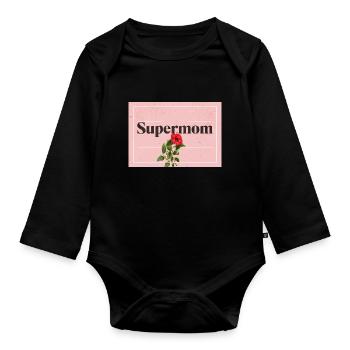 Supermom Mother s Day - Baby Bio-Langarm-Body - Schwarz - Vorne
