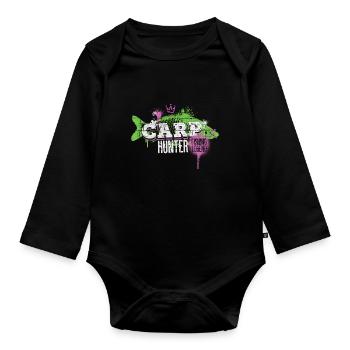 Karpfen Carp Hunter Angeln Angler Fisch Graffiti - Baby Bio-Langarm-Body - Schwarz - Vorne