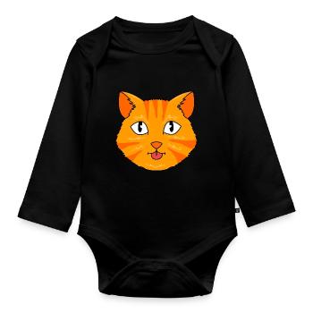 Chat tigré - Body Bébé bio manches longues - noir - Devant