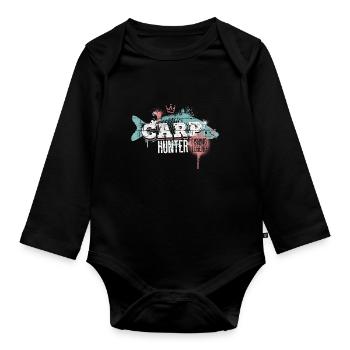 Karpfen Carp Hunter Angeln Angler Fisch Graffiti - Baby Bio-Langarm-Body - Schwarz - Vorne