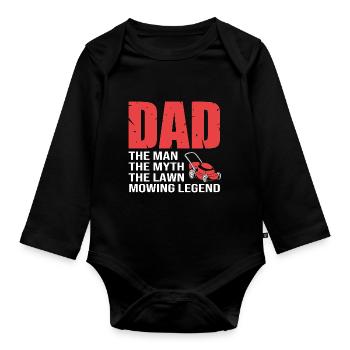 Lawn mower lawn (meadow) - Organic Longsleeve Baby Bodysuit - black - Front