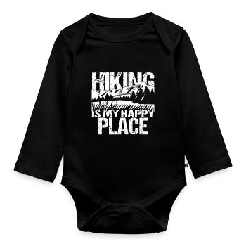 Hiking Is My Happy Place - Organic Longsleeve Baby Bodysuit - black - Front