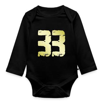 33 Zahl Vintage - Baby Bio-Langarm-Body - Schwarz - Vorne