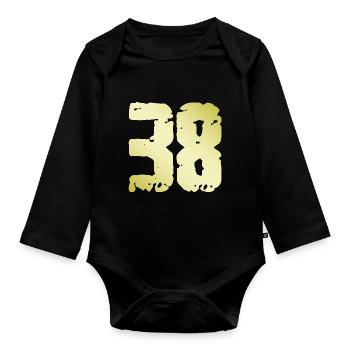 38 Nombre Vintage - Body Bébé bio manches longues - noir - Devant