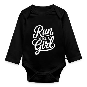 Run Like a Girl - Organic Longsleeve Baby Bodysuit - black - Front