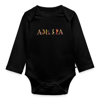 Amelia - Baby Bio-Langarm-Body - Schwarz - Vorne