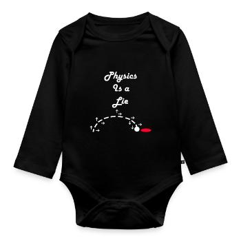 Physics is a Lie - Organic Longsleeve Baby Bodysuit - black - Front