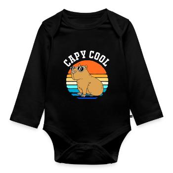 Capybara Capibara - Baby Bio-Langarm-Body - Schwarz - Vorne