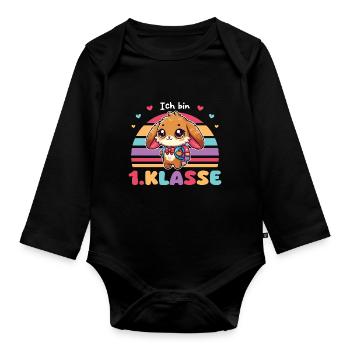 Enfin écolier mignonne licorne pour l’inscription à l’école - Body Bébé bio manches longues - noir - Devant