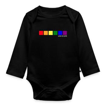 Love is Love LGBT Gay Pride Liebe Ist Liebe - Baby Bio-Langarm-Body - Schwarz - Vorne