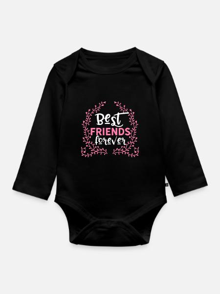 BFF Best friends forever - Baby Bio-Langarm-Body - Schwarz