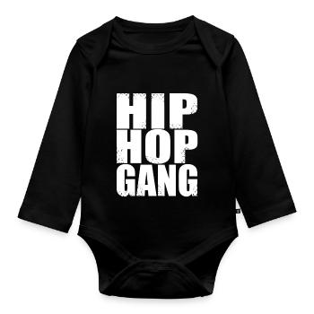 hip hop gang - Organic Longsleeve Baby Bodysuit - black - Front