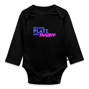 Need room for dancing neon gift idea - Organic Longsleeve Baby Bodysuit - black - Front