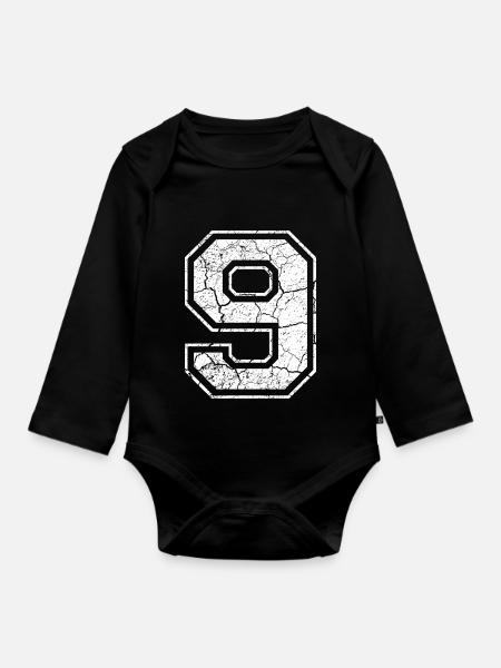 9_nine_neun_white_weiss (de) - Baby Bio-Langarm-Body - Schwarz