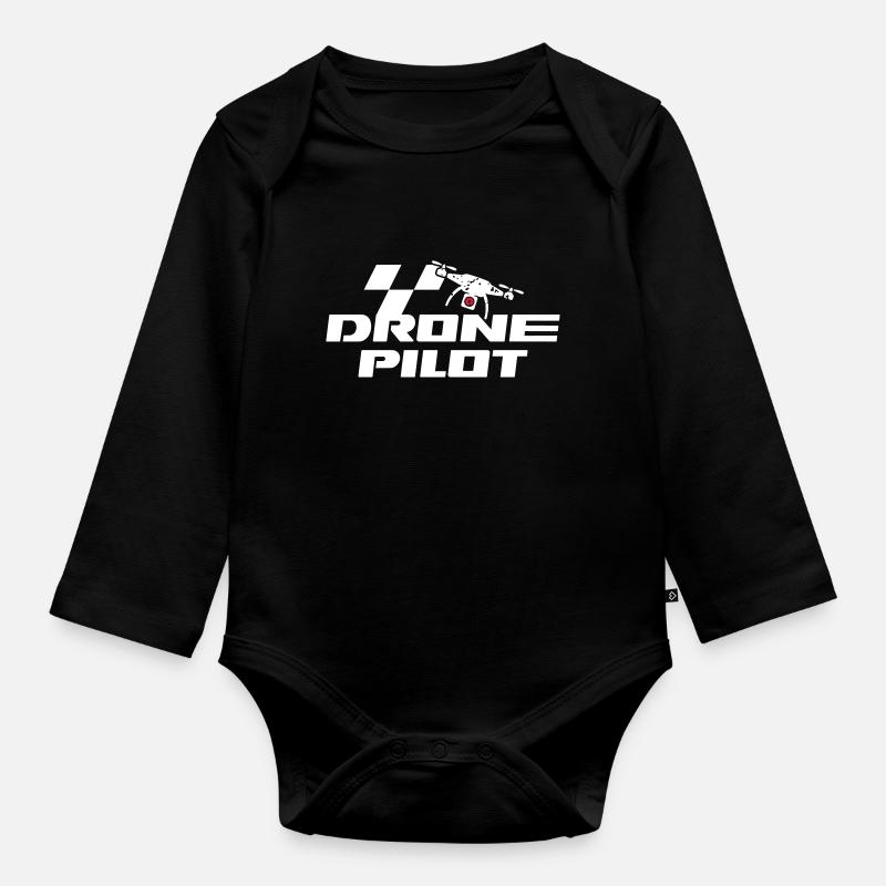 Drone Pilot - Baby Bio-Langarm-Body - Schwarz
