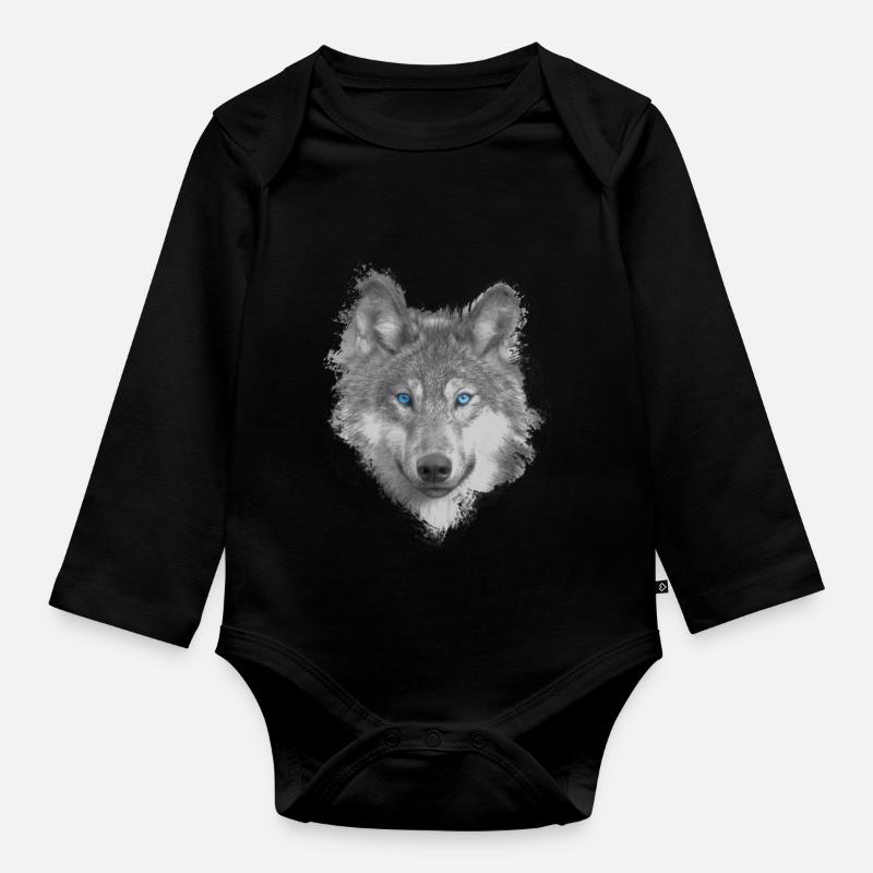 Wolf - Body Bébé bio manches longues - noir