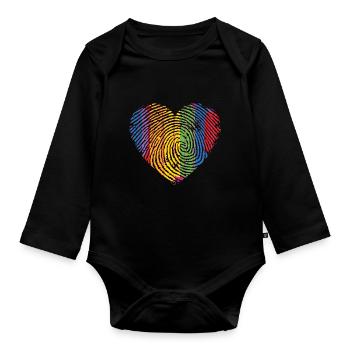 LGBT fingerprint - Organic Longsleeve Baby Bodysuit - black - Front