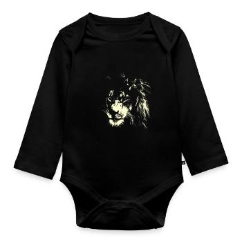 Léo AFRIQUE CAT SAVANNE - Body Bébé bio manches longues - noir - Devant