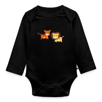 Lion tigre - Body Bébé bio manches longues - noir - Devant