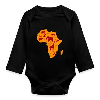 African Safari Africa Serengeti continent wilderness - Organic Longsleeve Baby Bodysuit - black - Front