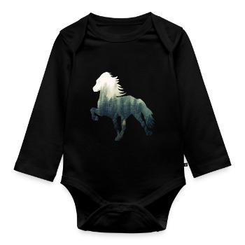 Islandpferd Forest - Baby Bio-Langarm-Body - Schwarz - Vorne