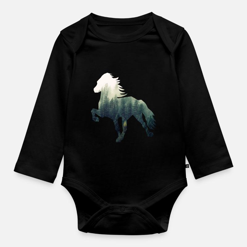 Islandpferd Forest - Body Bébé bio manches longues - noir